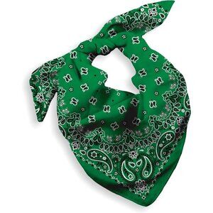 Women's Green Cotton Bandana Large Cowgirl Imported Handkerchief Headband Scarf